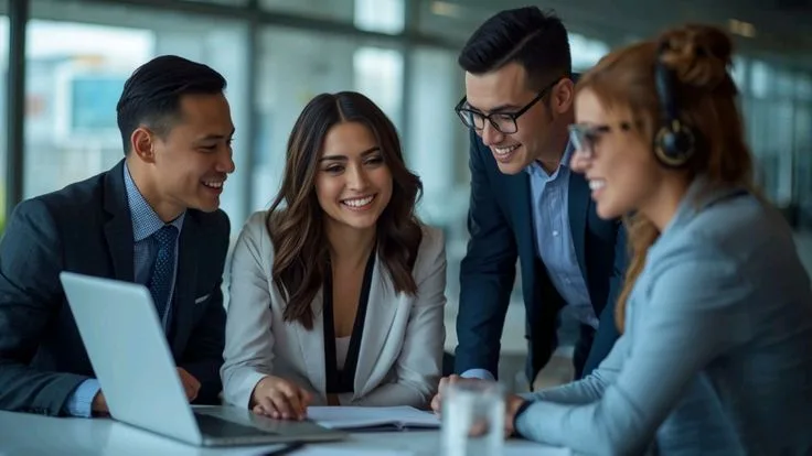 Team collaborating on business process operations